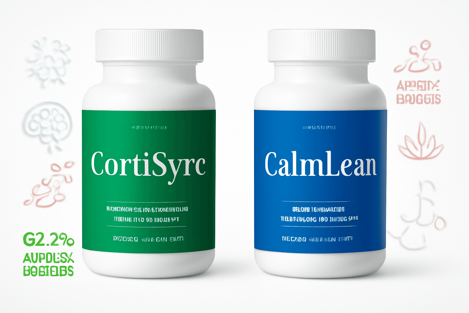 "Professional comparison of CortiSync vs CalmLean stress relief supplements showing clinical effectiveness, cortisol reduction benefits, and ingredient analysis with scientific infographics"