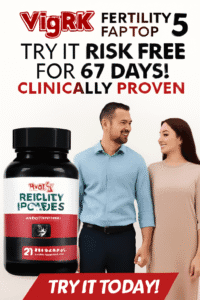 Fertility Factor 5 supplement bottle with black and red label, representing a scientifically backed male fertility solution