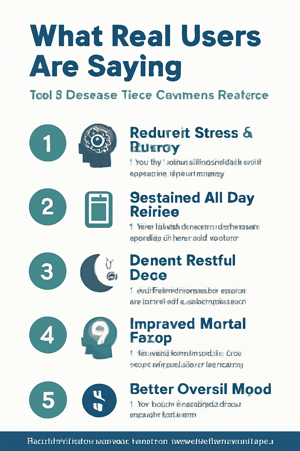 An infographic summarizing the top 5 benefits from CortiSync user reviews, including stress reduction, better sleep, and improved energy.