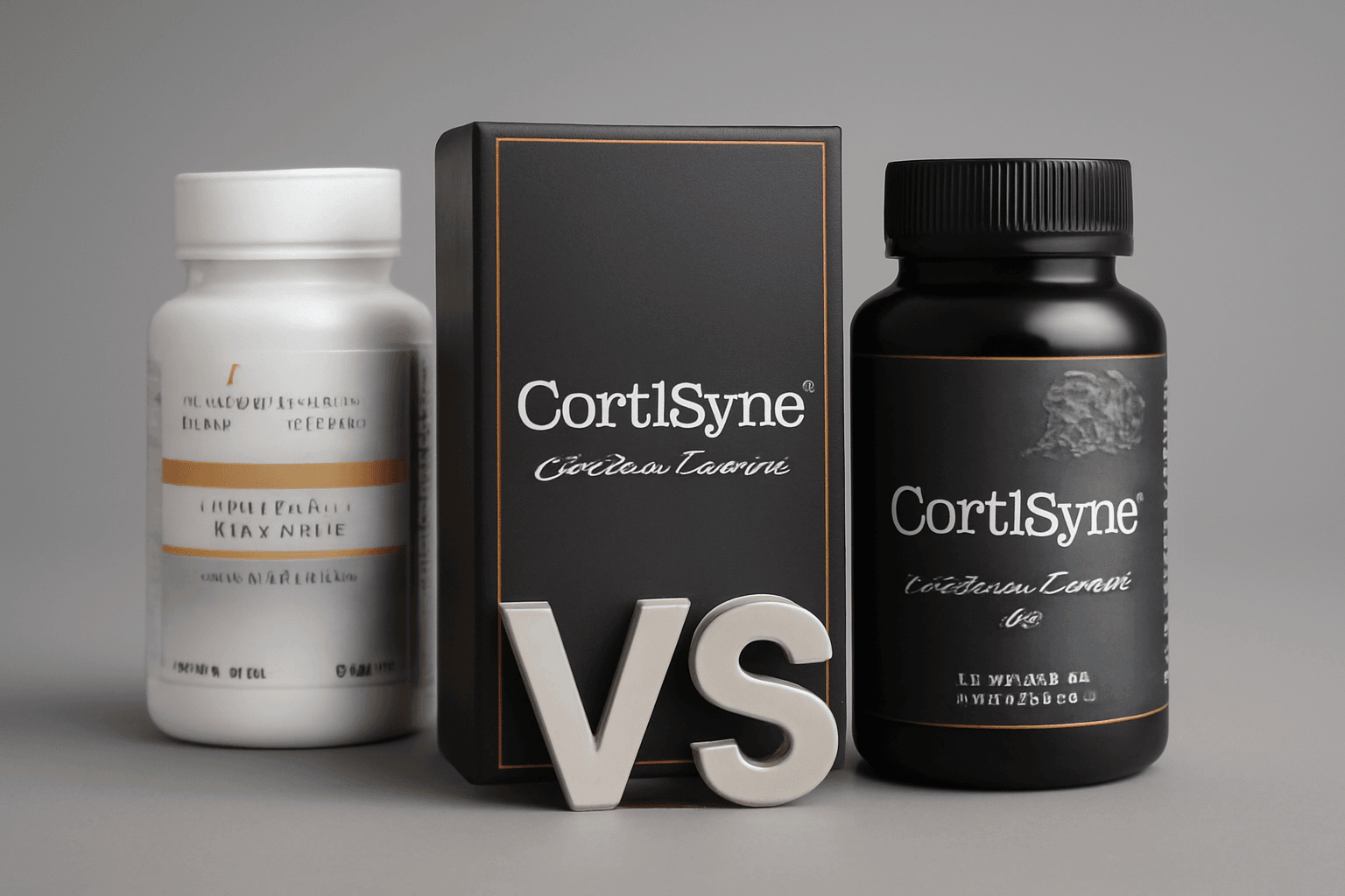 CortiSync vs other supplements comparison, featuring bottles of CortiSync, Cortisol Manager, and Thorne Cortrex in a showdown.