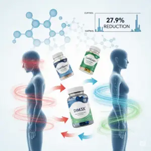 Best cortisol reduction supplements expert review 7 proven results 27.9% drop CortiSync CalmLean DIM3X clinical evidence