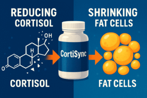 A visual showing how dual-action supplements like CortiSync lower cortisol and promote weight loss.