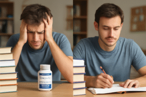 A college student using CortiSync for stress management to improve focus and academic performance