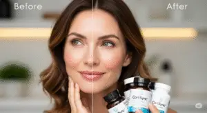Supplements for stress-related skin problems featuring CortiSync for clear, youthful skin transformation