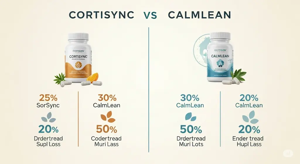 Cortisol supplements comparison infographic showing clinical benefits and ingredient analysis