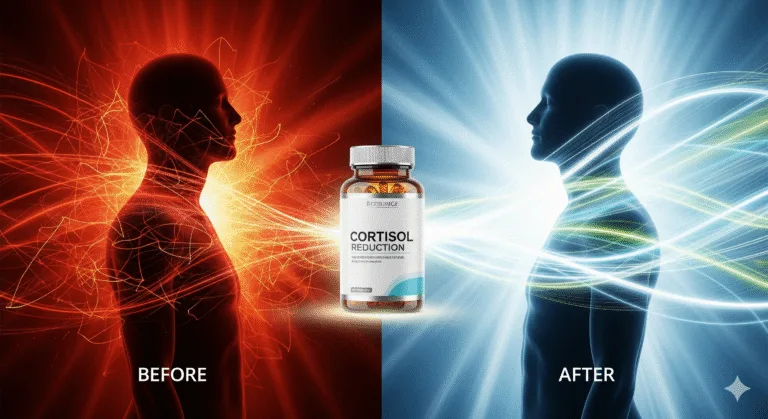 CortiSync benefits cortisol reduction guide showing 7 proven ways to lower cortisol levels naturally with clinical research evidence and real user results