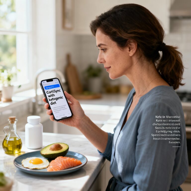 CortiSync with ketogenic diet — real-life photo showing a person searching dosage and timing with a keto meal