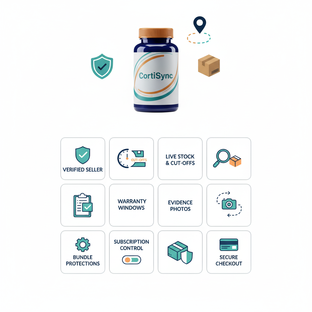 Infographic checklist for vetting CortiSync providers, covering warranty, shipping, and security.
