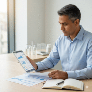 Clinician reviewing labs to minimize nmn supplement side effects